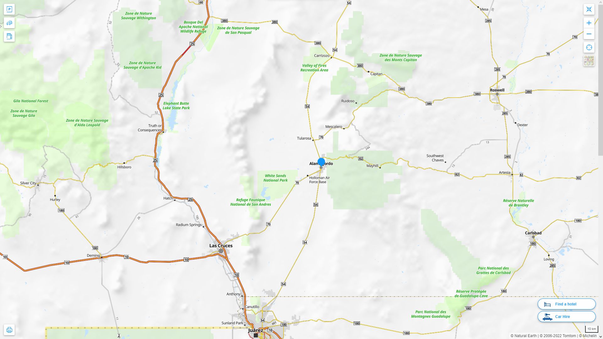 Alamogordo New Mexico Highway and Road Map